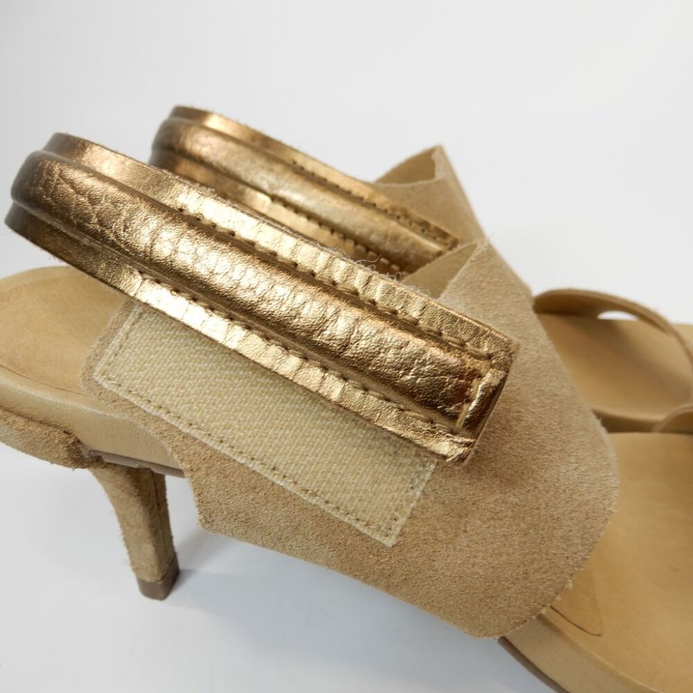 PEDRO GARCIA Celena Suede Slingback Sandals Size 37 7 Beige Heels NEW - Picture 6 of 12